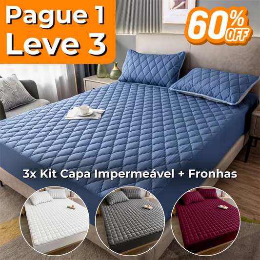 [COMPRE 1, LEVE 3] Hydra Soft™- Jogo de Cama Impermeável Premium – Capa + 2 Fronhas